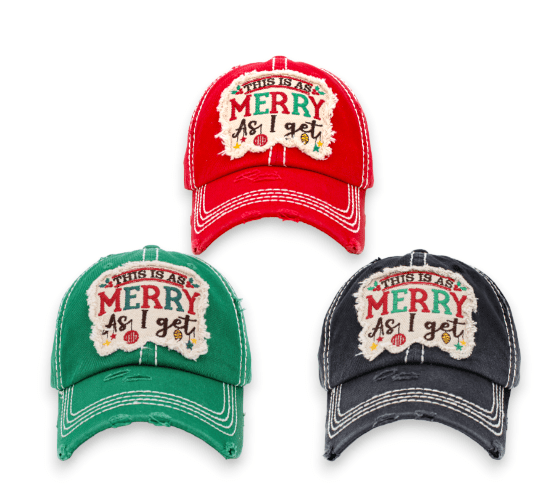 “This Is As Merry As I Get” Distressed Unisex Trucker Cap - Wander Together Outfitters
