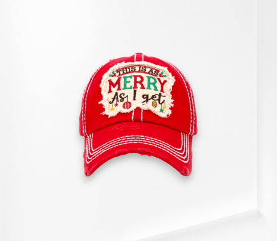 “This Is As Merry As I Get” Distressed Unisex Trucker Cap - Wander Together Outfitters