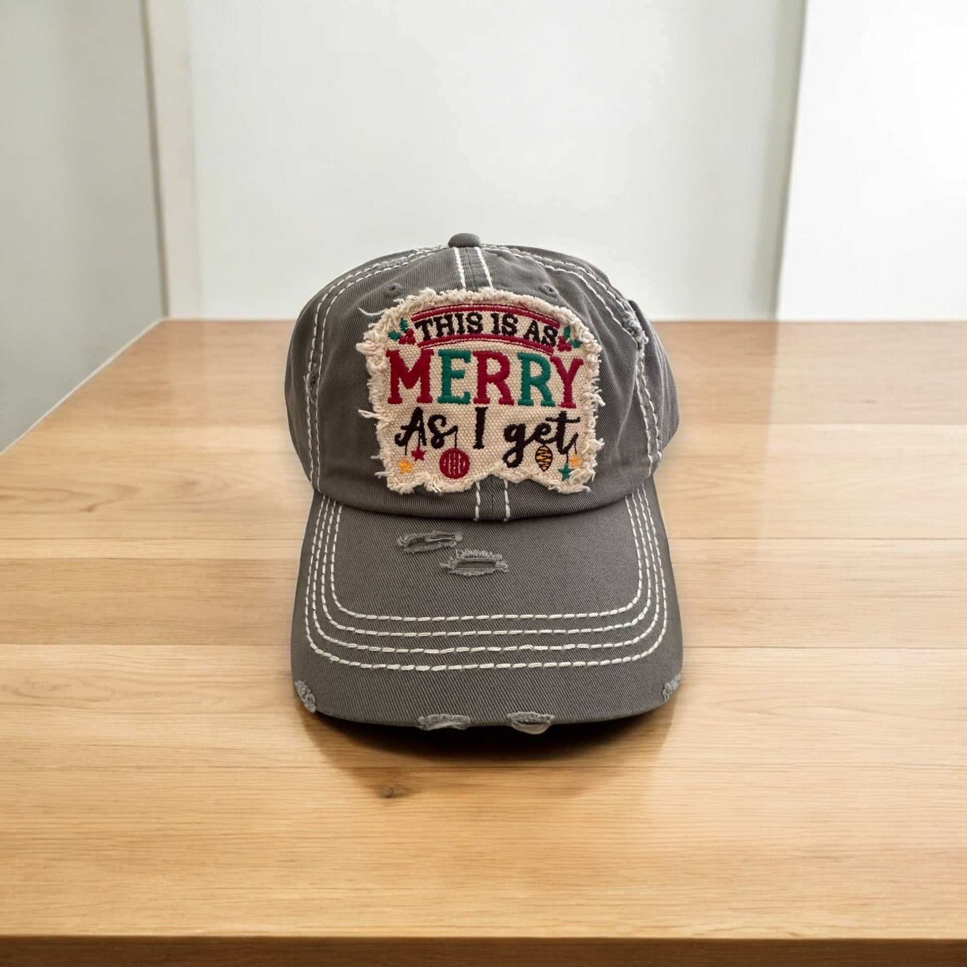 “This Is As Merry As I Get” Distressed Unisex Trucker Cap - Wander Together Outfitters