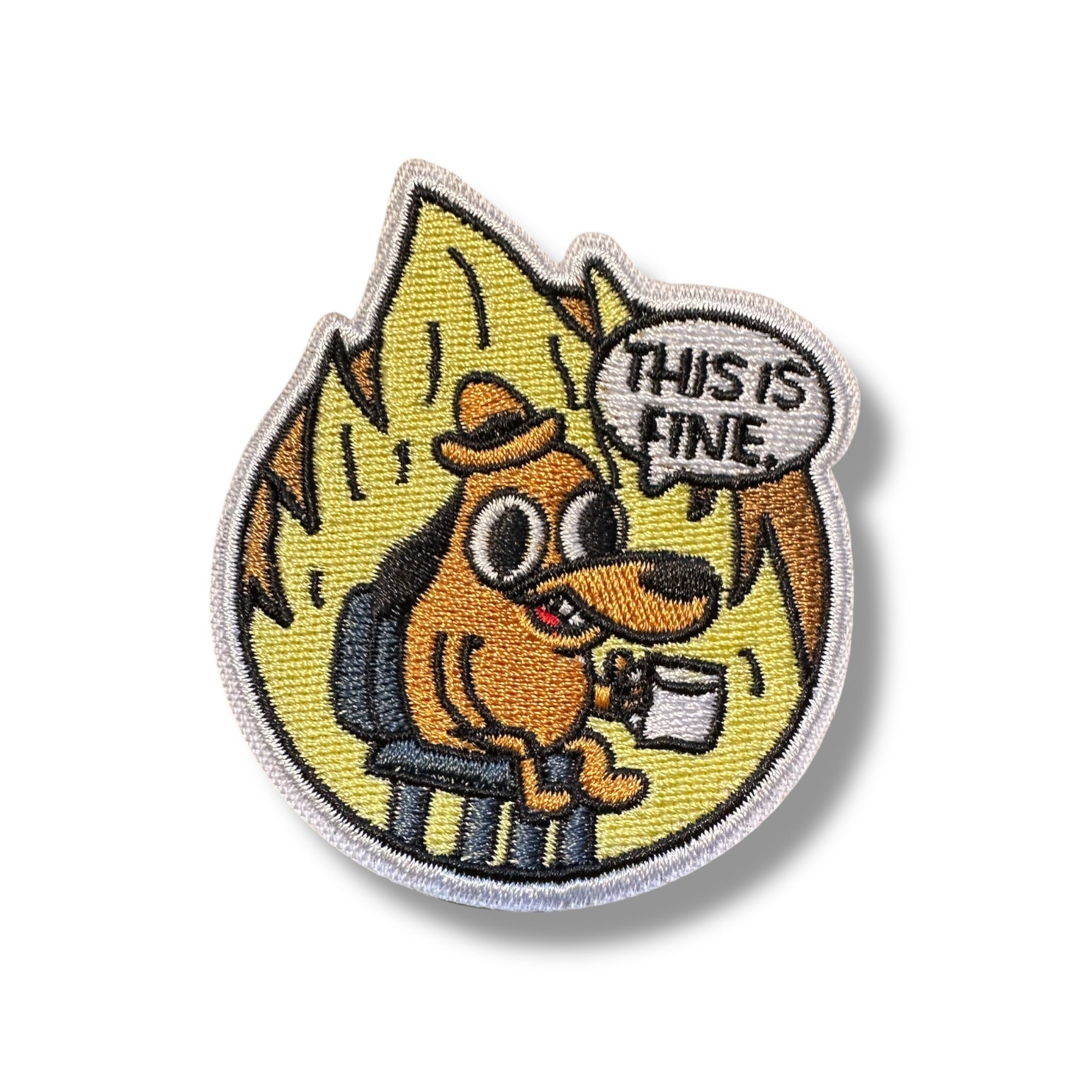 "This Is Fine" Embroidered Iron On Patch - Wander Together Outfitters