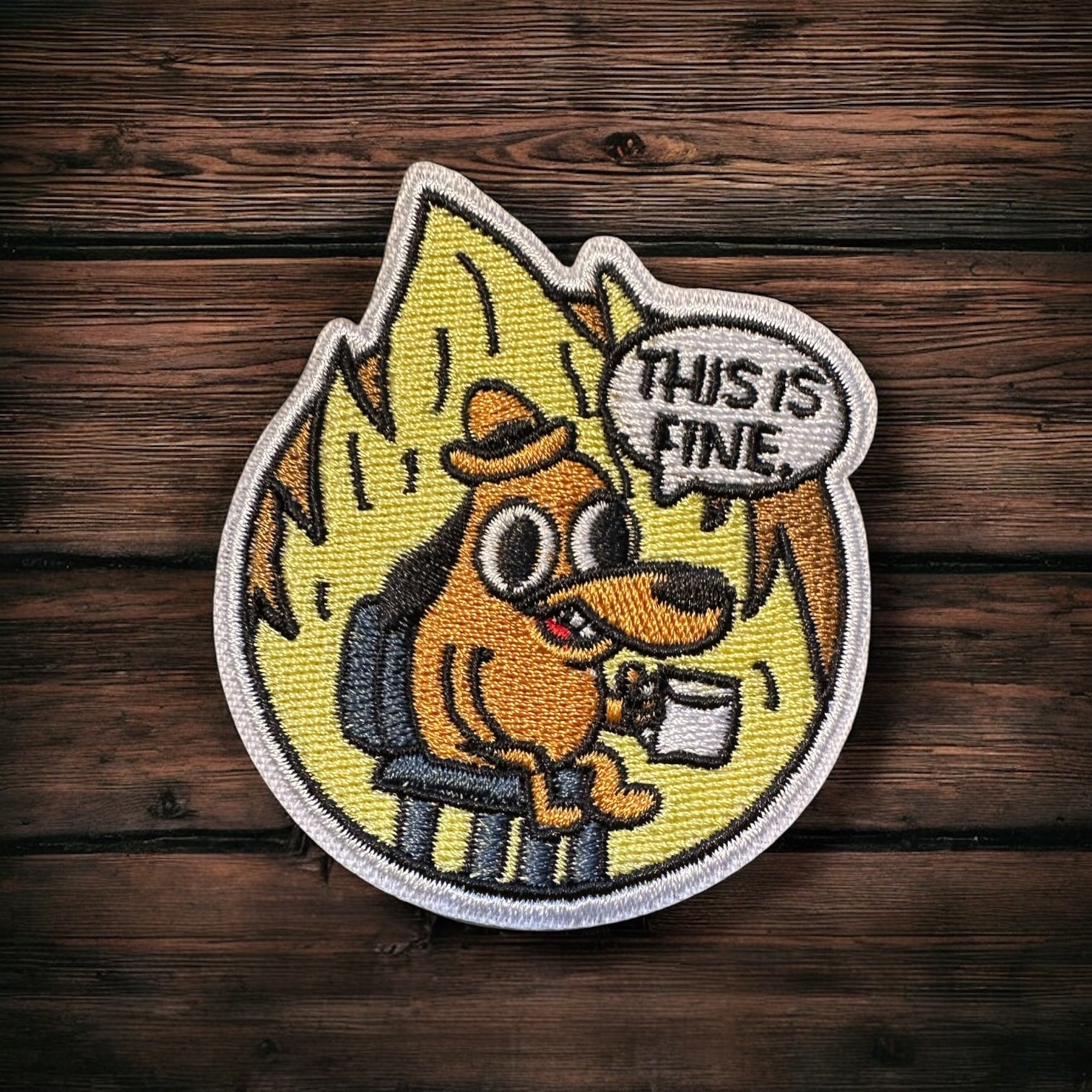 "This Is Fine" Embroidered Iron On Patch - Wander Together Outfitters