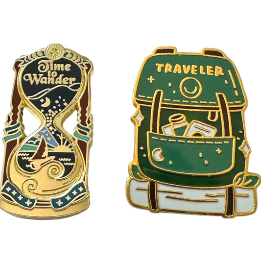 "Time to Wander" and "Traveler" Enamel Pins - Wander Together Outfitters