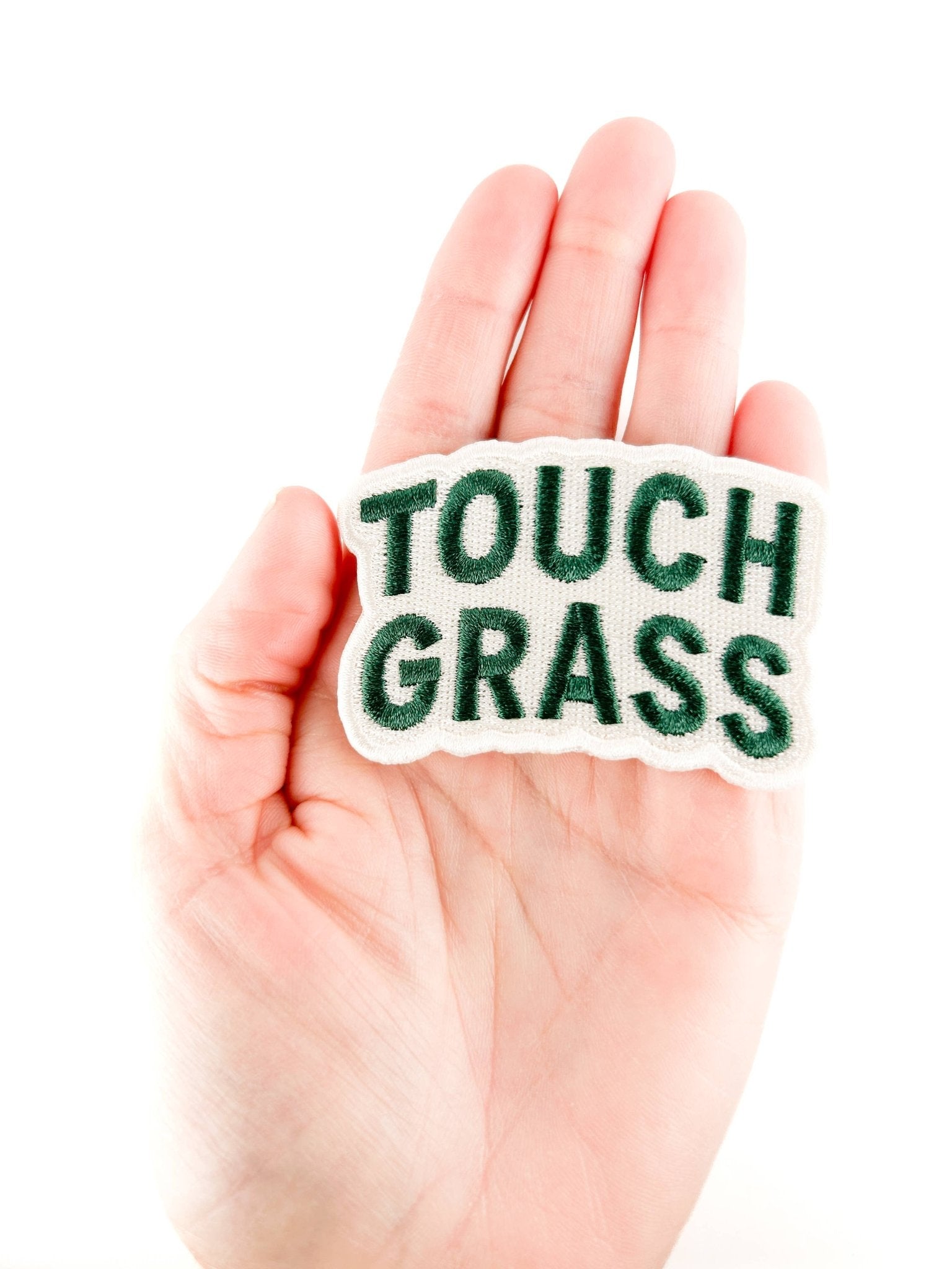 "Touch Grass" Embroidered Iron On Patch - Wander Together Outfitters