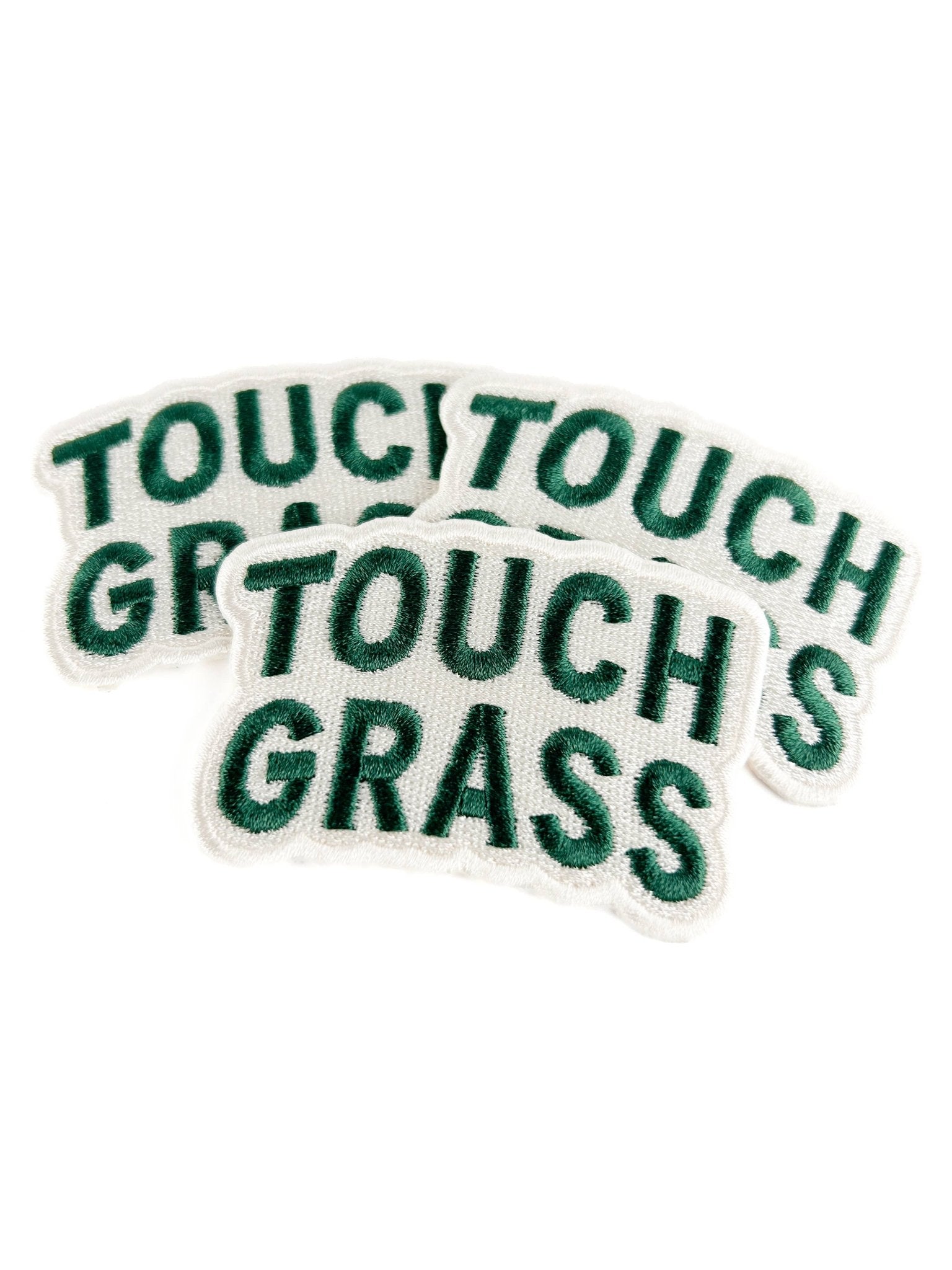 "Touch Grass" Embroidered Iron On Patch - Wander Together Outfitters