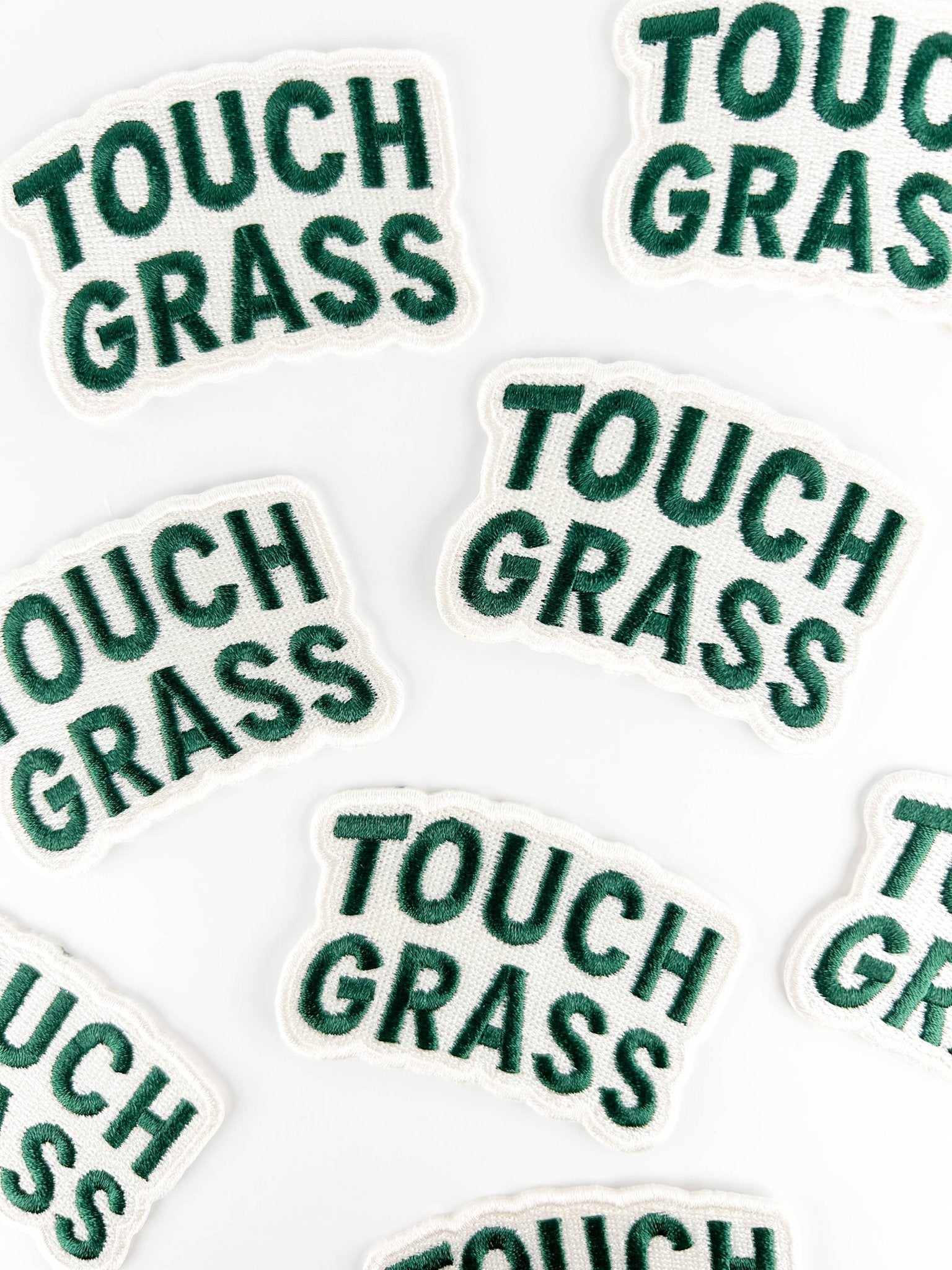 "Touch Grass" Embroidered Iron On Patch - Wander Together Outfitters