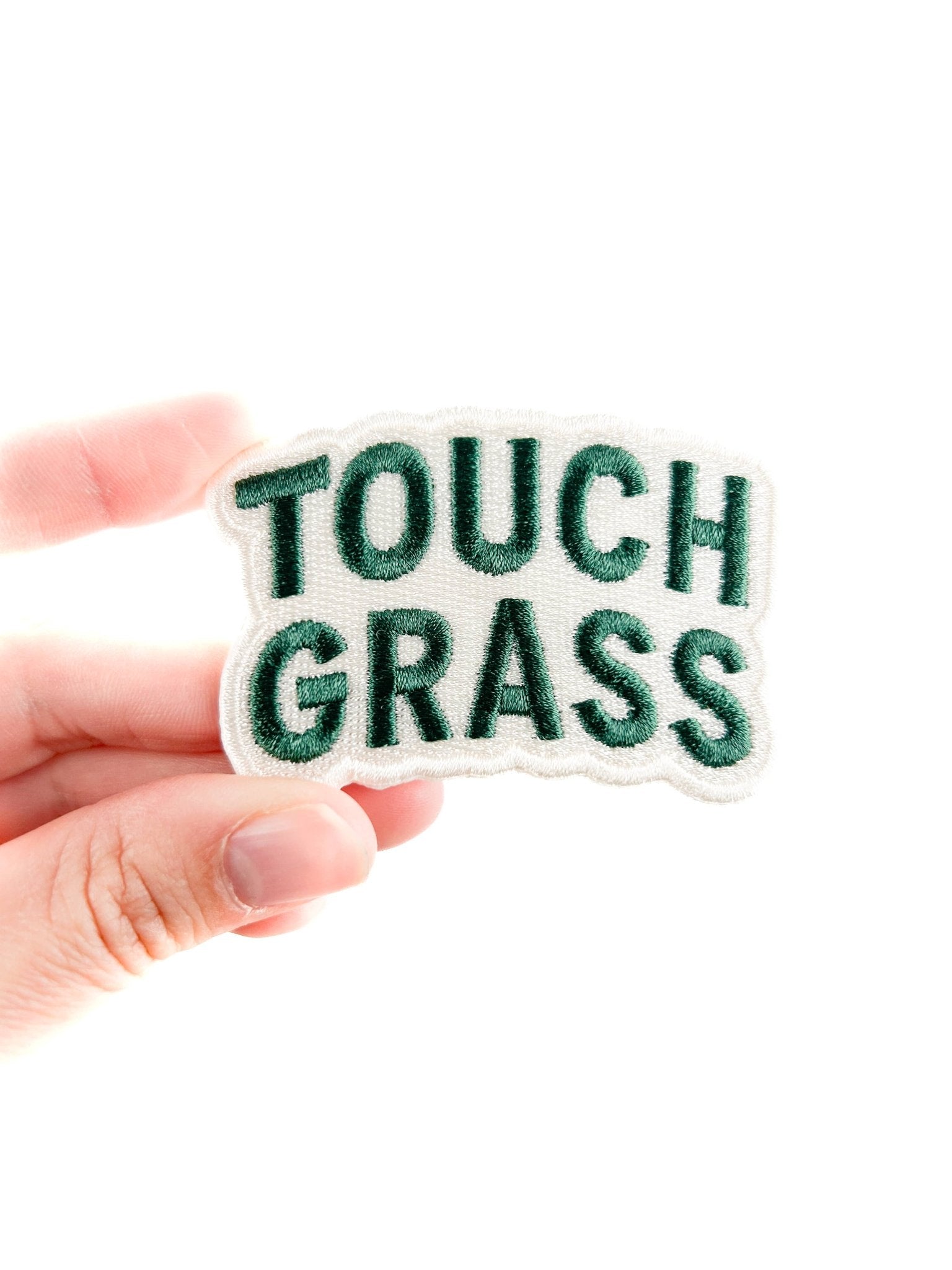"Touch Grass" Embroidered Iron On Patch - Wander Together Outfitters
