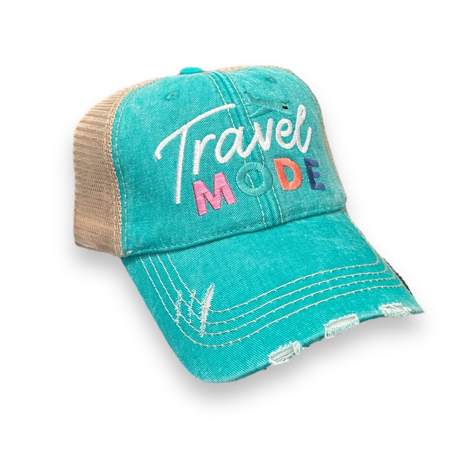 “Travel Mode” Distressed Unisex Cap - Wander Together Outfitters