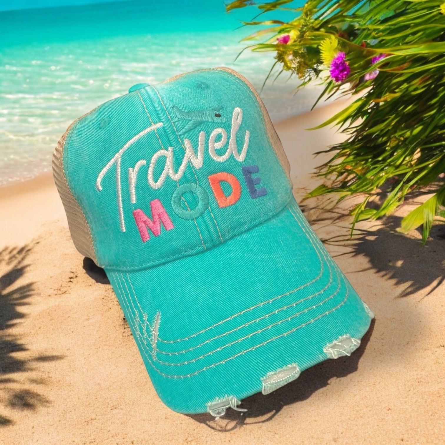 “Travel Mode” Distressed Unisex Cap - Wander Together Outfitters