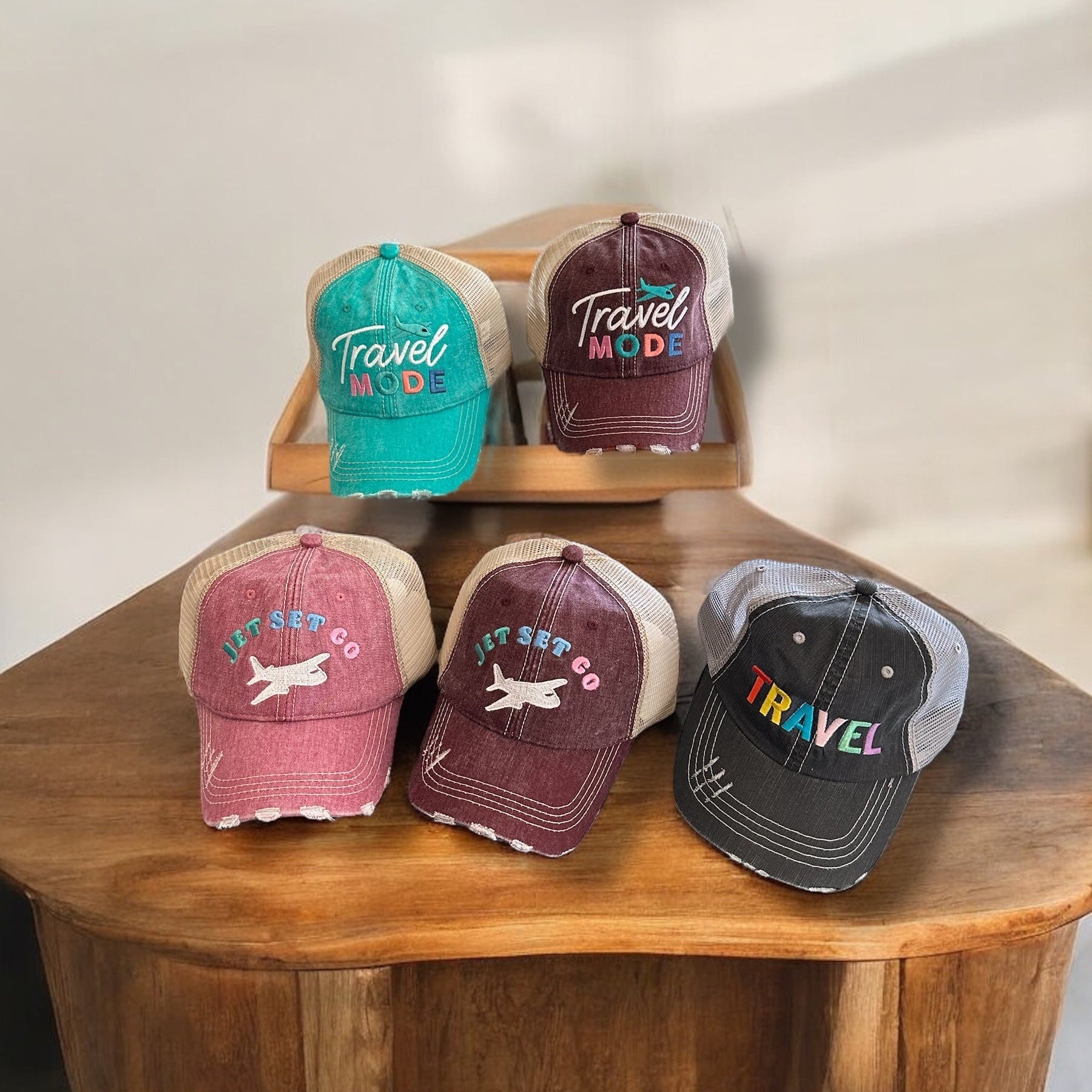 “Travel Mode” Distressed Unisex Cap - Wander Together Outfitters