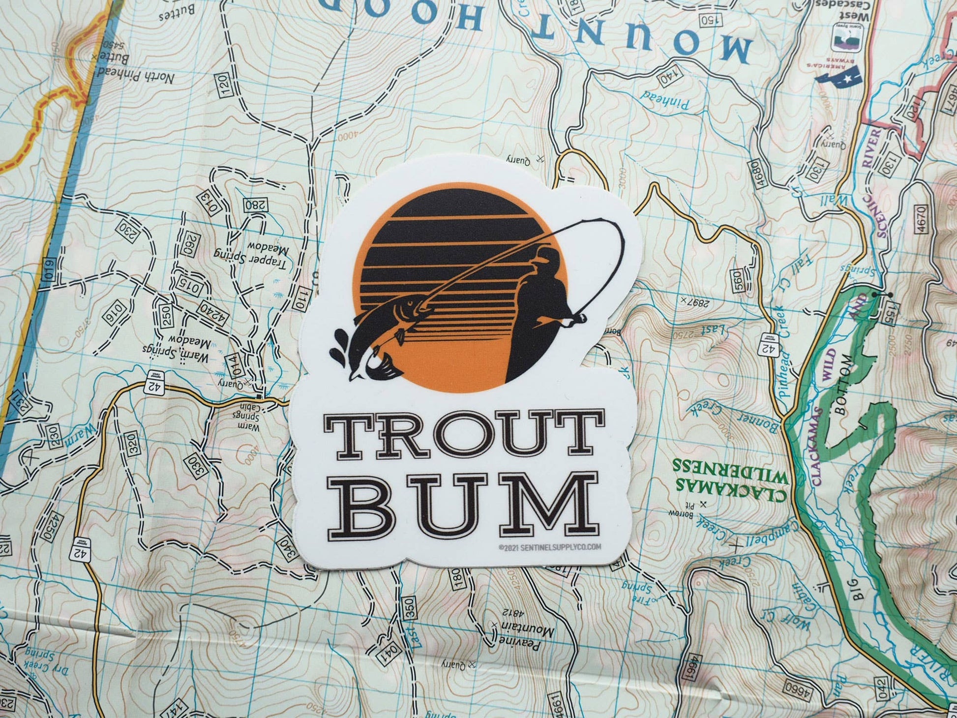 "Trout Bum" Fly Fishing Sticker for Cooler, Thermos, Tackle Box - Wander Together Outfitters