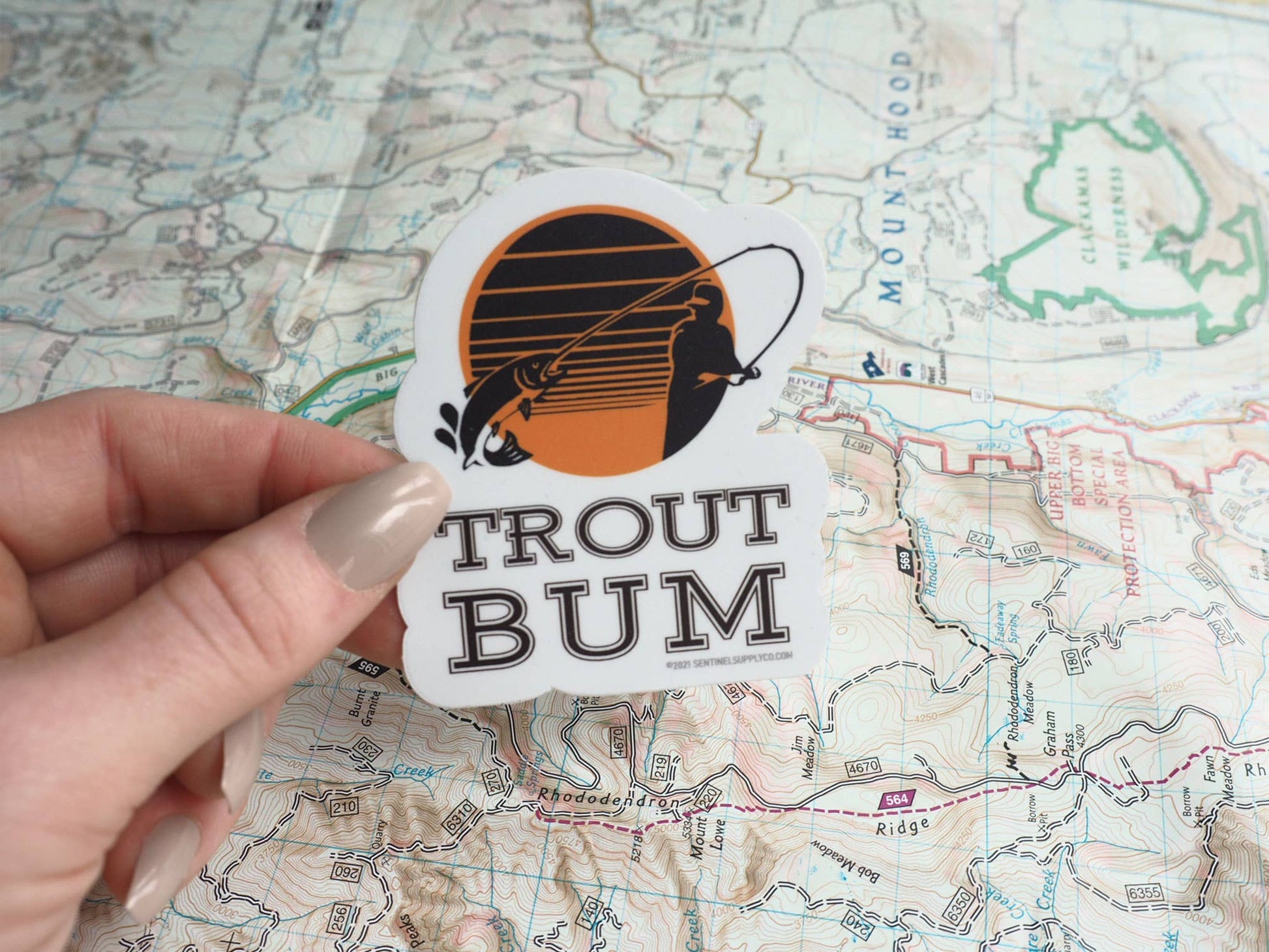 "Trout Bum" Fly Fishing Sticker for Cooler, Thermos, Tackle Box - Wander Together Outfitters