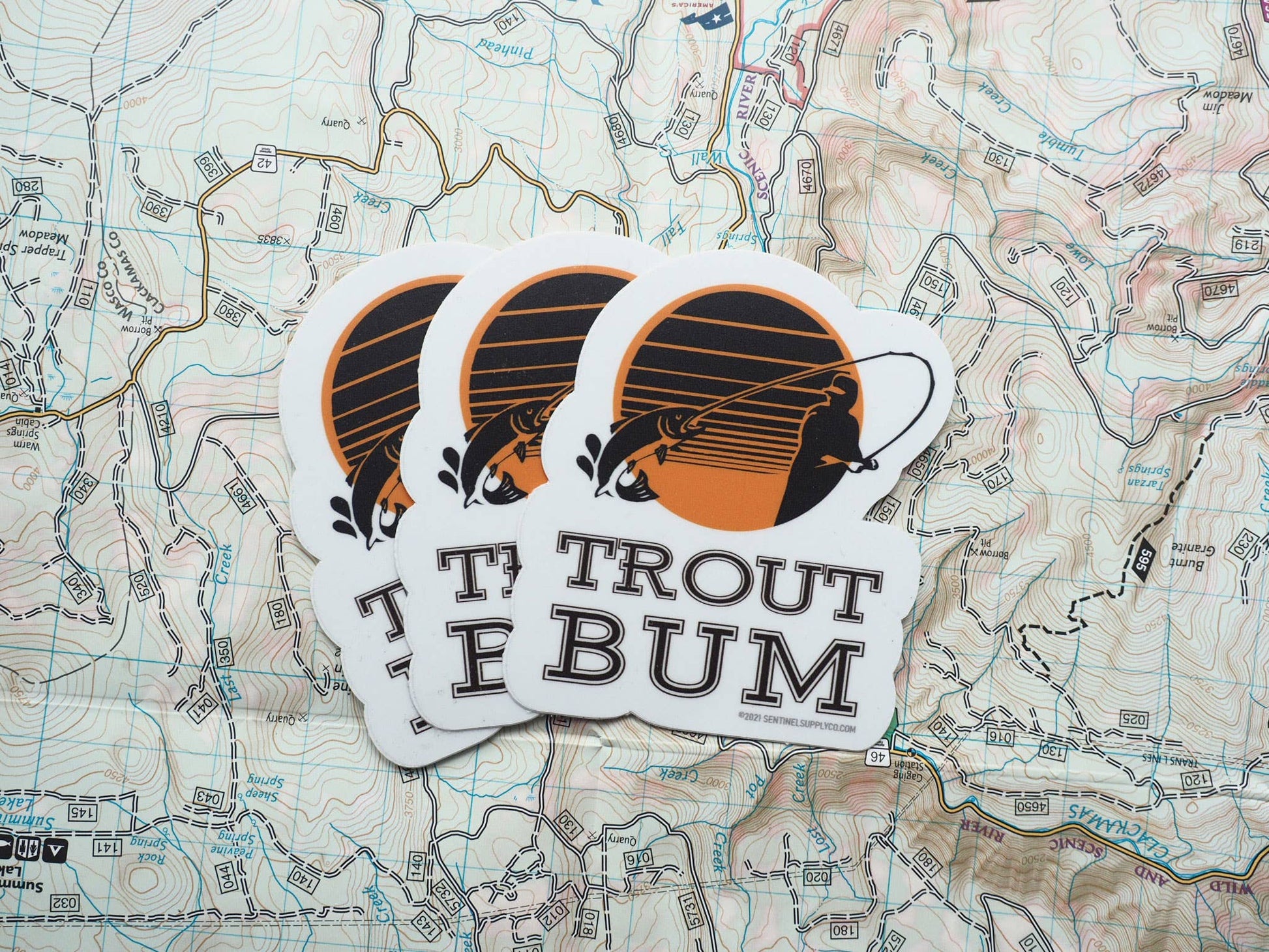 "Trout Bum" Fly Fishing Sticker for Cooler, Thermos, Tackle Box - Wander Together Outfitters