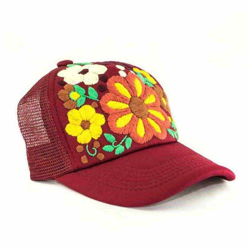 Tulum Hand Embroidered Trucker Flower Hat (SALE) - Wander Together Outfitters