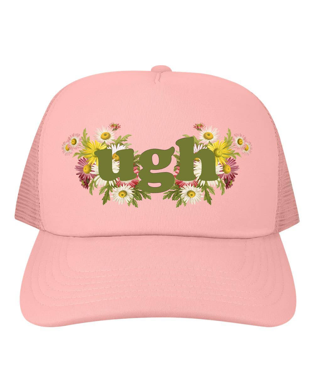 "Ugh" Cute Mesh Back Funny Floral Trucker Hat - Wander Together Outfitters