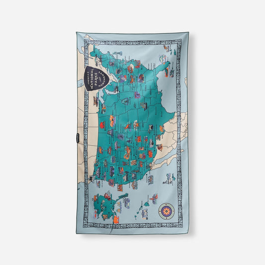 Ultralight Towel: National Parks and Monuments Map - Wander Together Outfitters