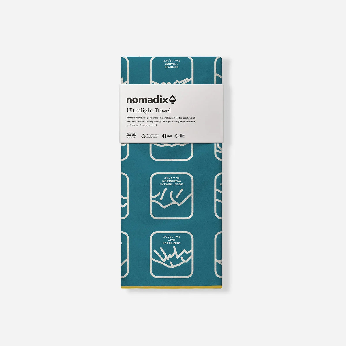 Ultralight Towel: Peaks of the World Teal Ocean - Wander Together Outfitters