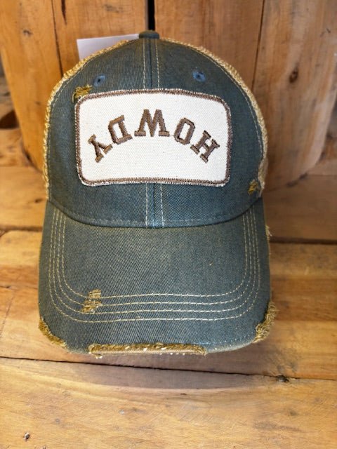 Upside Down HOWDY Distressed Mesh Snapback Baseball Cap - Wander Together Outfitters