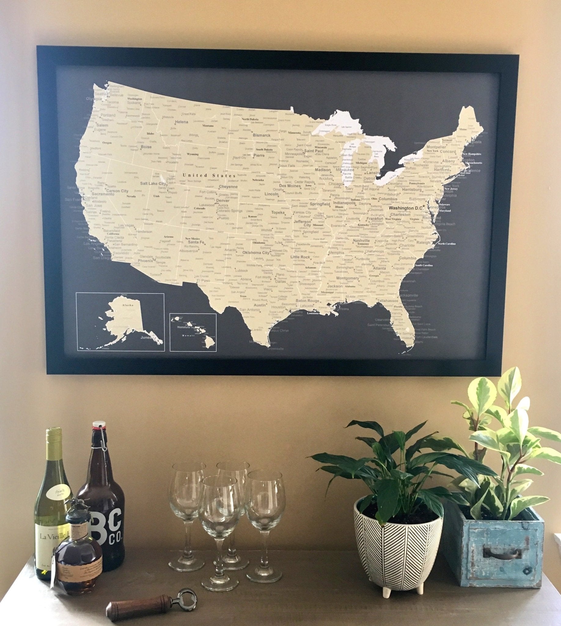 USA Map Poster (Charcoal Grey) Unframed - Wander Together Outfitters