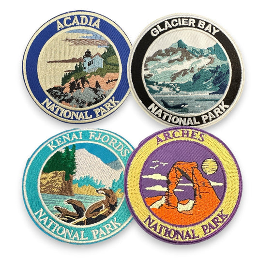 Various National Park Round Large Iron On Embroidered Patches (SALE) - Wander Together Outfitters