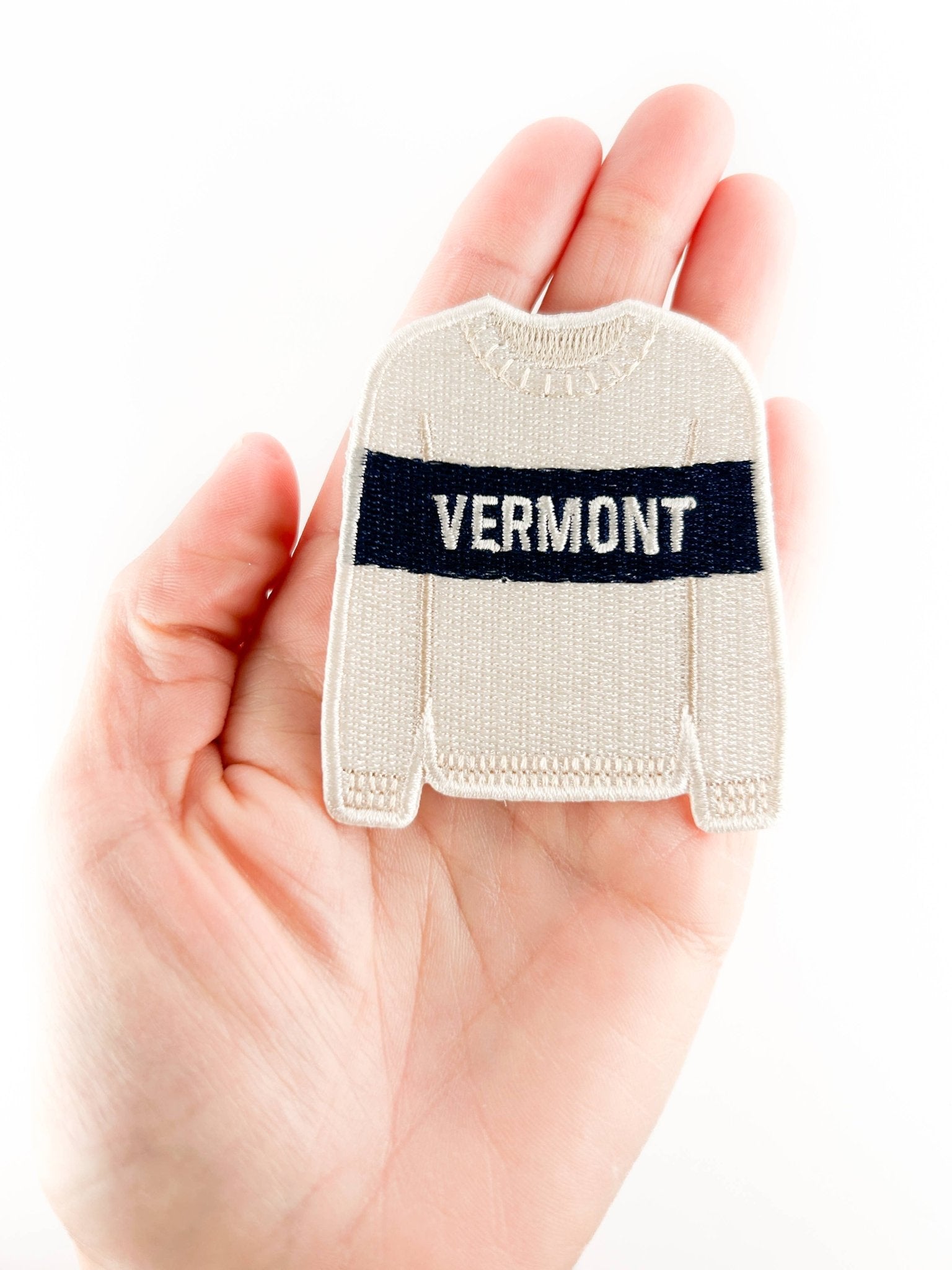 Vermont Sweater Embroidered Patch Ski Town Iron On Patch - Wander Together Outfitters