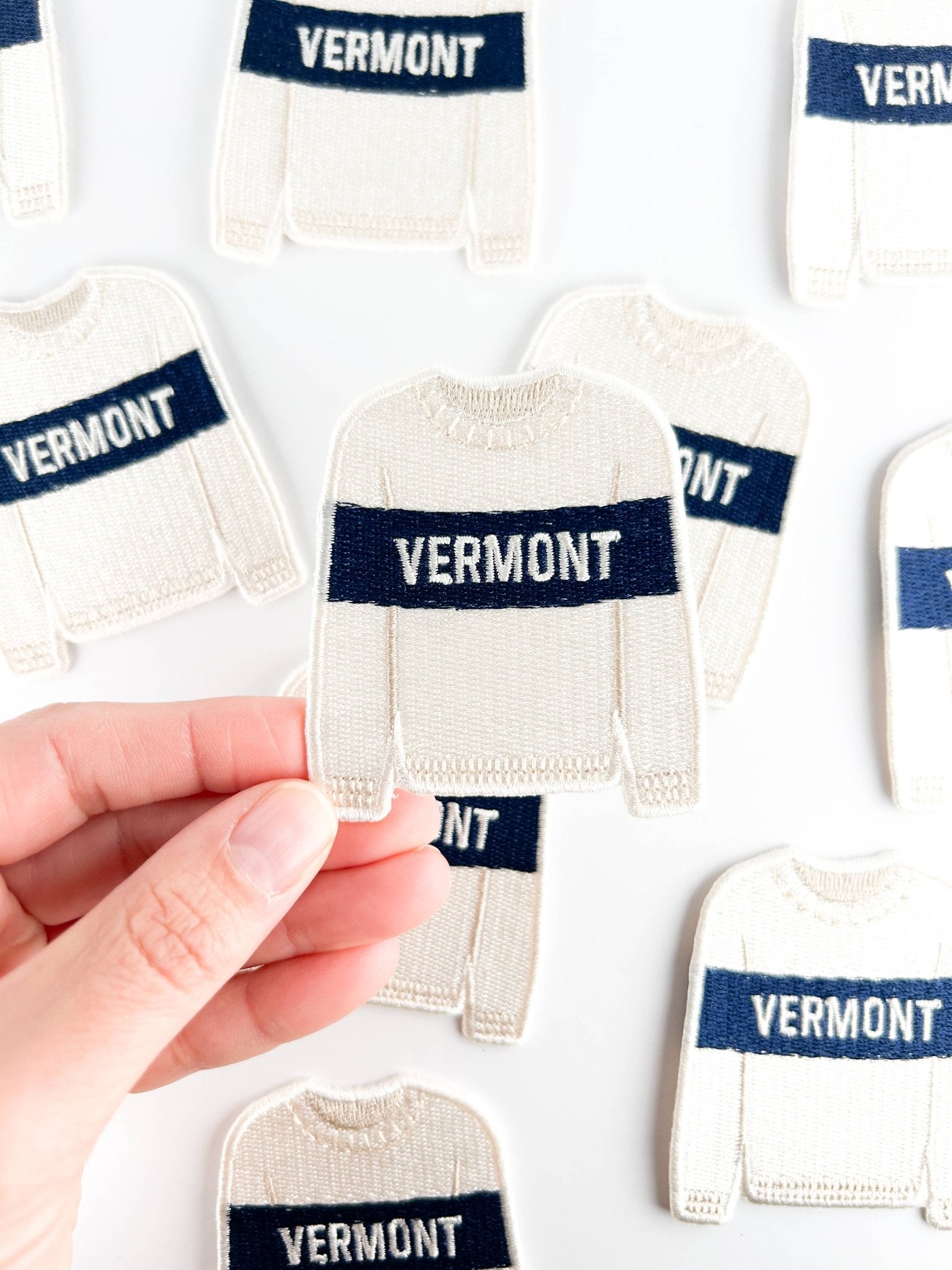 Vermont Sweater Embroidered Patch Ski Town Iron On Patch - Wander Together Outfitters