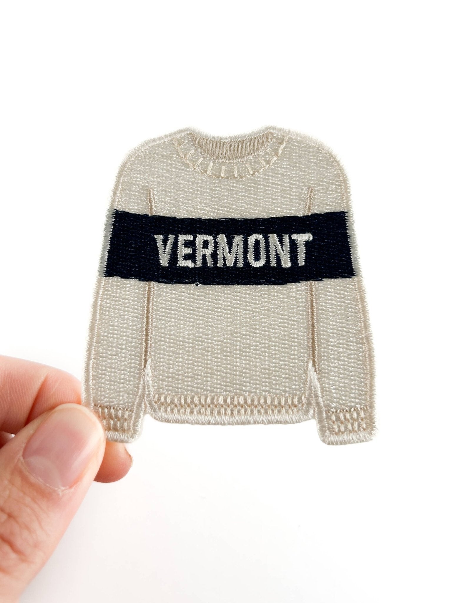 Vermont Sweater Embroidered Patch Ski Town Iron On Patch - Wander Together Outfitters