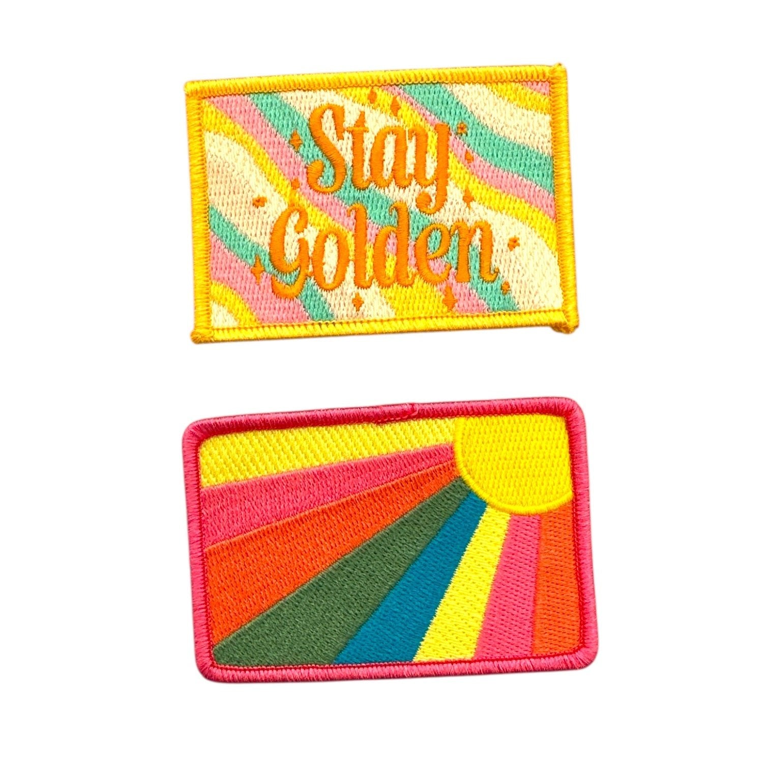 Vibrant Rainbow Sun Rays Rectangle Iron On Patch - Wander Together Outfitters