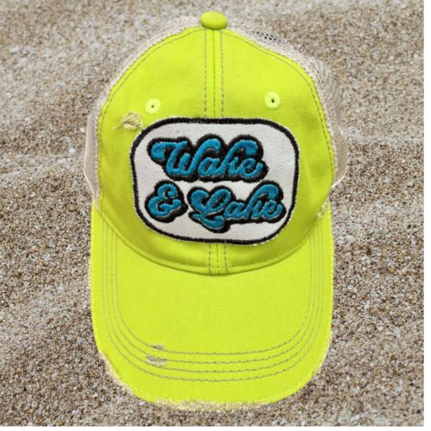 "Wake & Lake" Distressed Vintage Cap - Wander Together Outfitters