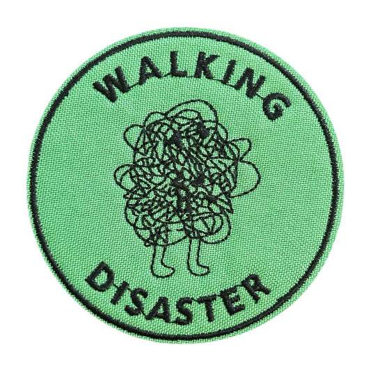 "Walking Disaster" Green Round Iron On Patch - Wander Together Outfitters