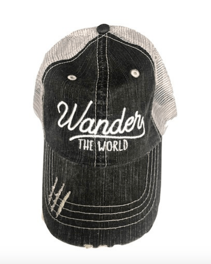 "Wander the World" Embroidered Distressed Cap - Wander Together Outfitters