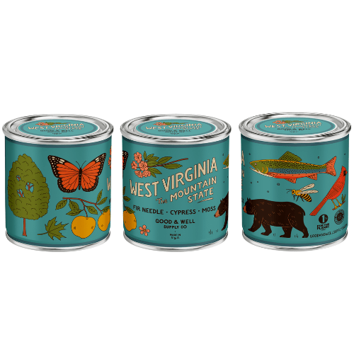 West Virginia State Candle (Fir, Cypress, Moss) - Wander Together Outfitters
