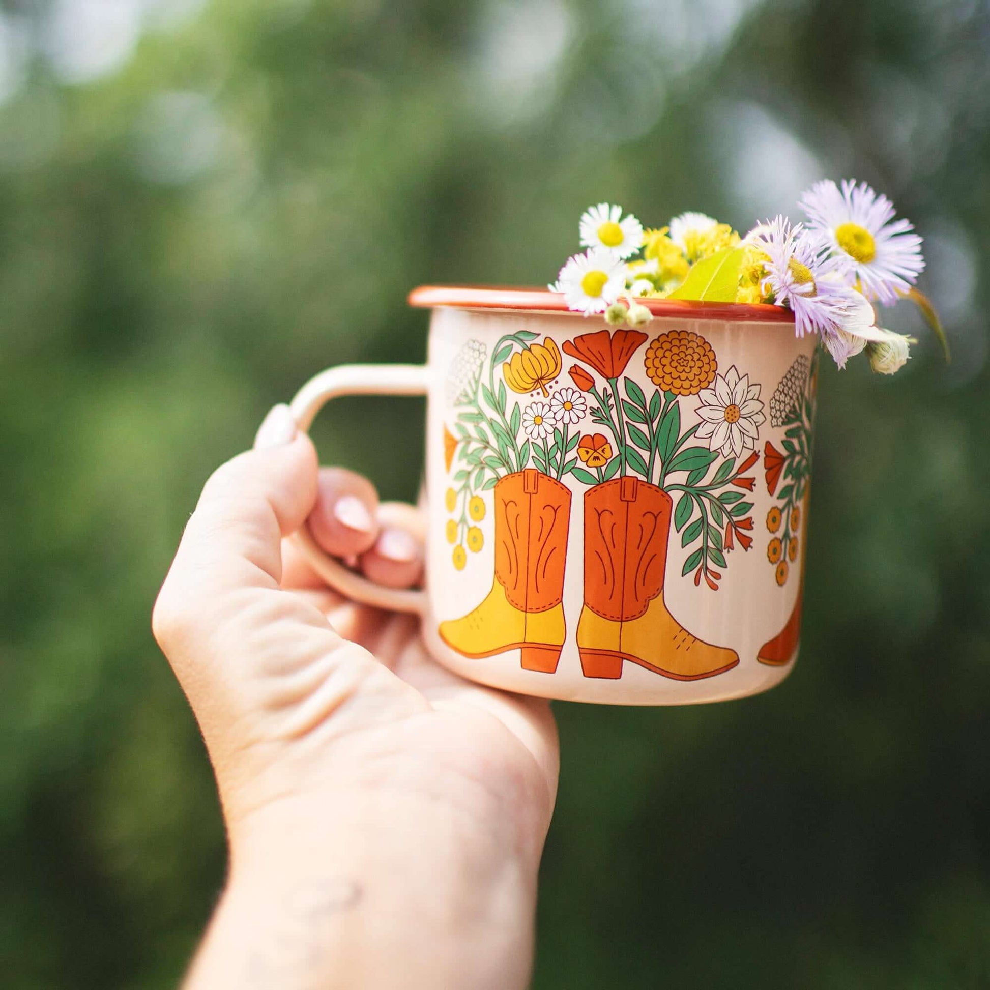 Western Bloom Enamel Mug 16oz - Wander Together Outfitters