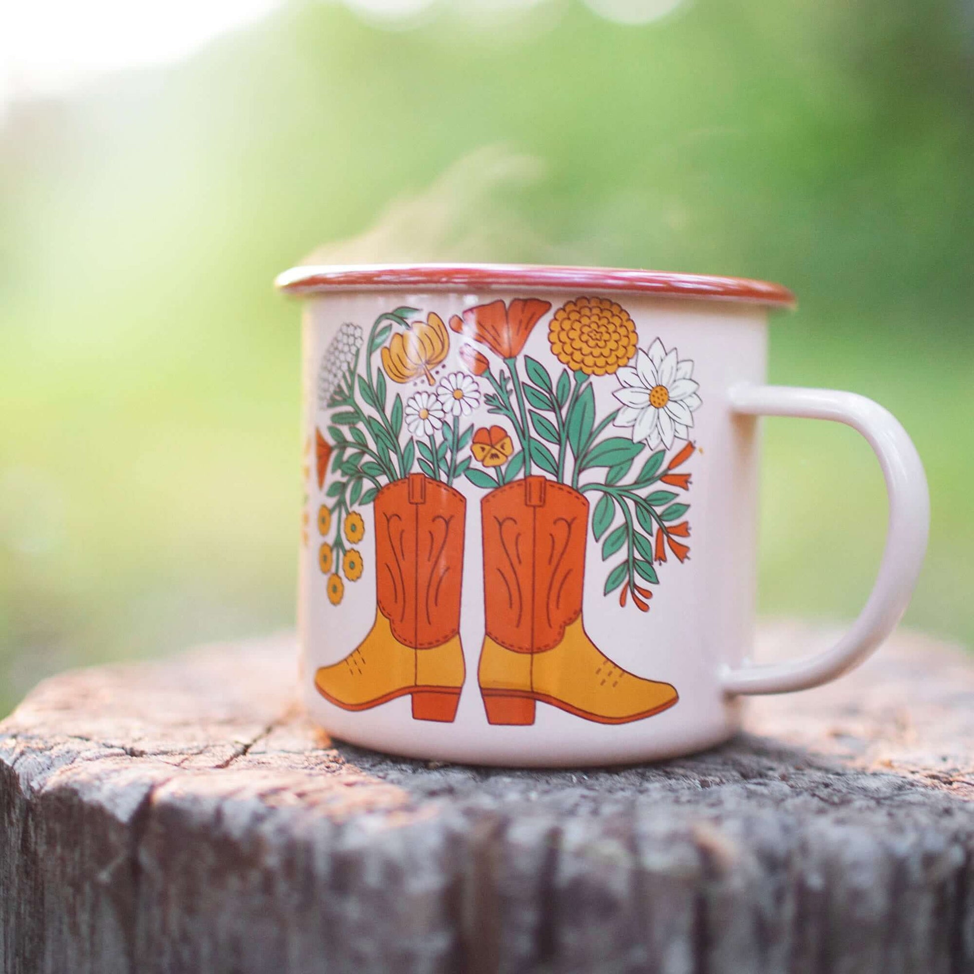 Western Bloom Enamel Mug 16oz - Wander Together Outfitters
