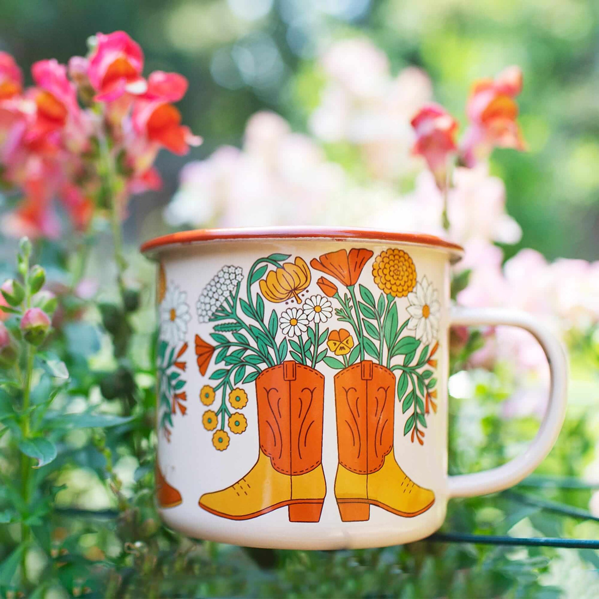 Western Bloom Enamel Mug 16oz - Wander Together Outfitters