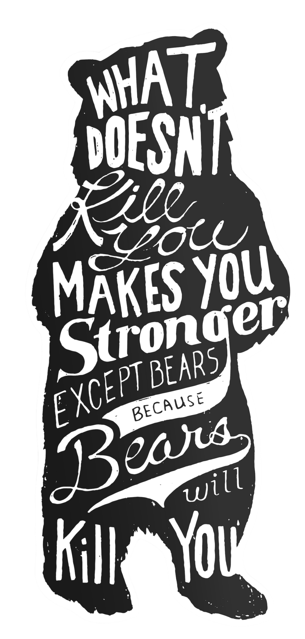 “What Doesn’t Kill You…Makes You Stronger” Bear Vinyl Sticker (SALE) - Wander Together Outfitters