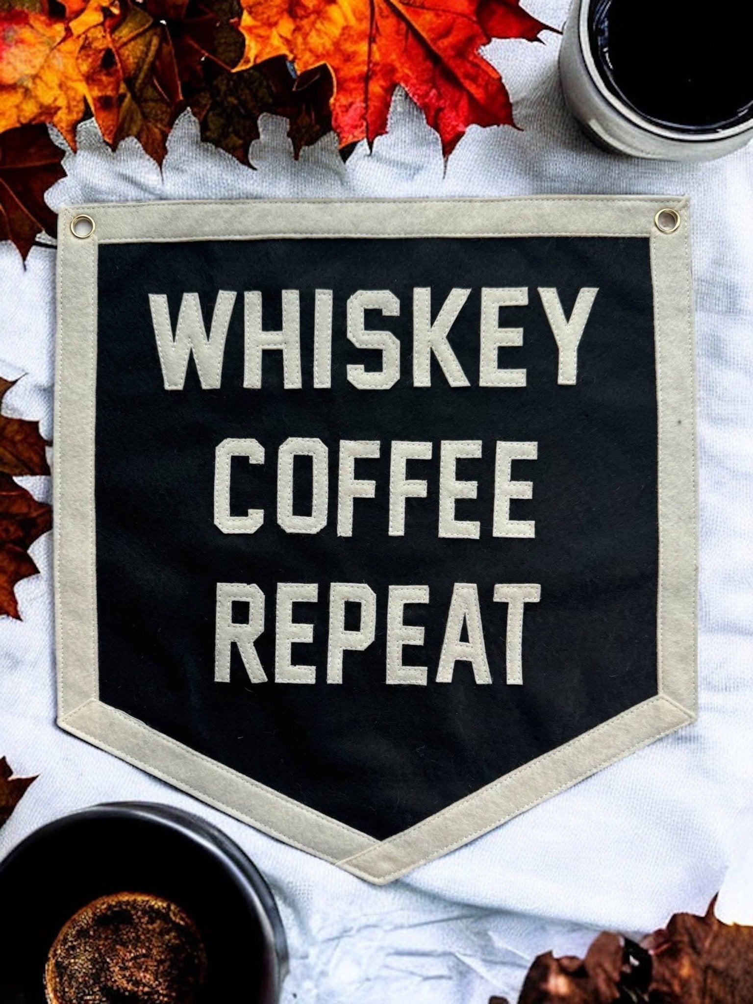 "Whiskey Coffee" Repeat Felt Pennant Banner - Wander Together Outfitters