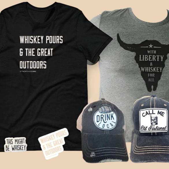 "Whiskey Pours & The Great Outdoors" Sticker - Wander Together Outfitters