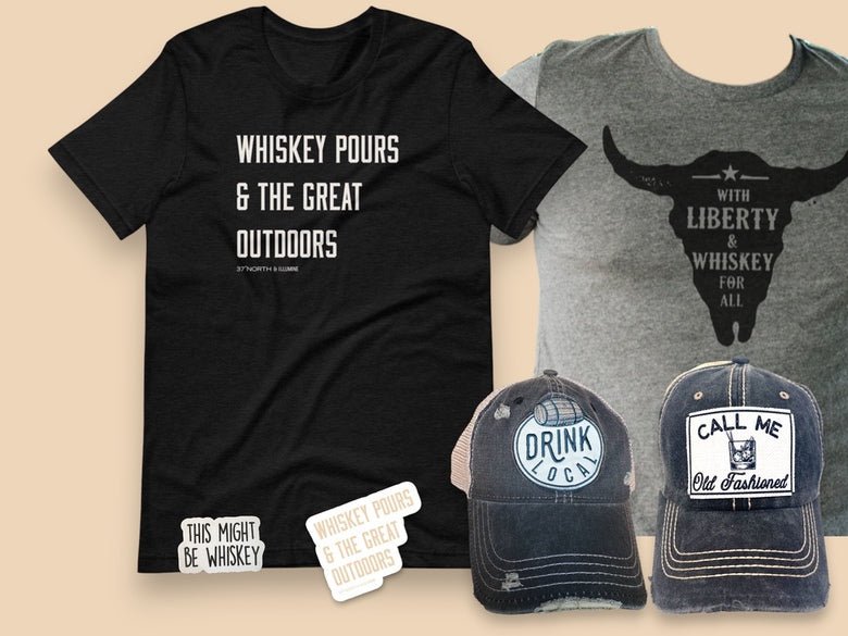 "Whiskey Pours & The Great Outdoors" Unisex T-Shirt - Wander Together Outfitters
