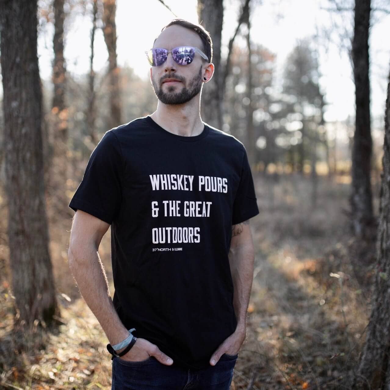 "Whiskey Pours & The Great Outdoors" Unisex T-Shirt - Wander Together Outfitters