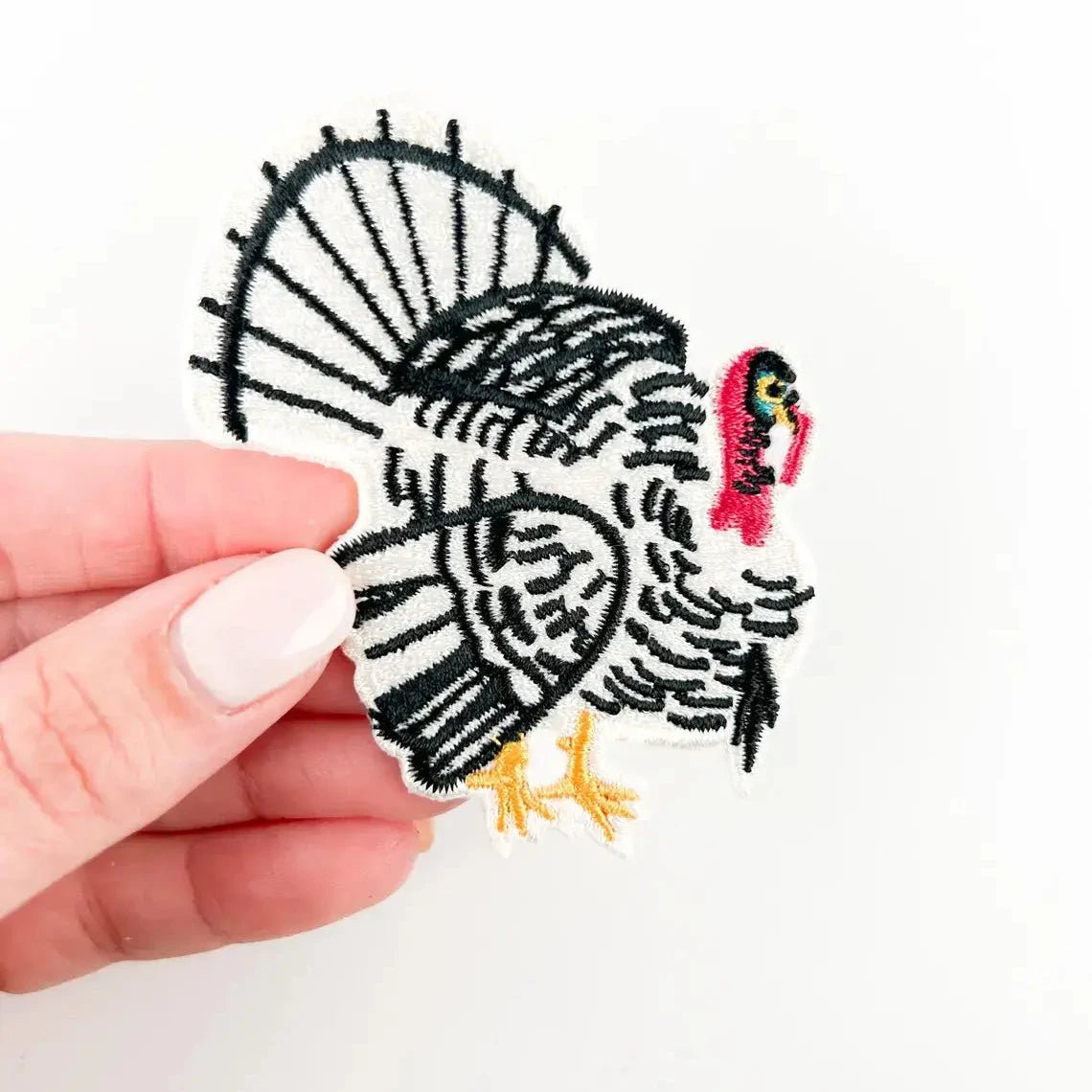 White Turkey Iron - On Patch Embroidered - Wander Together Outfitters