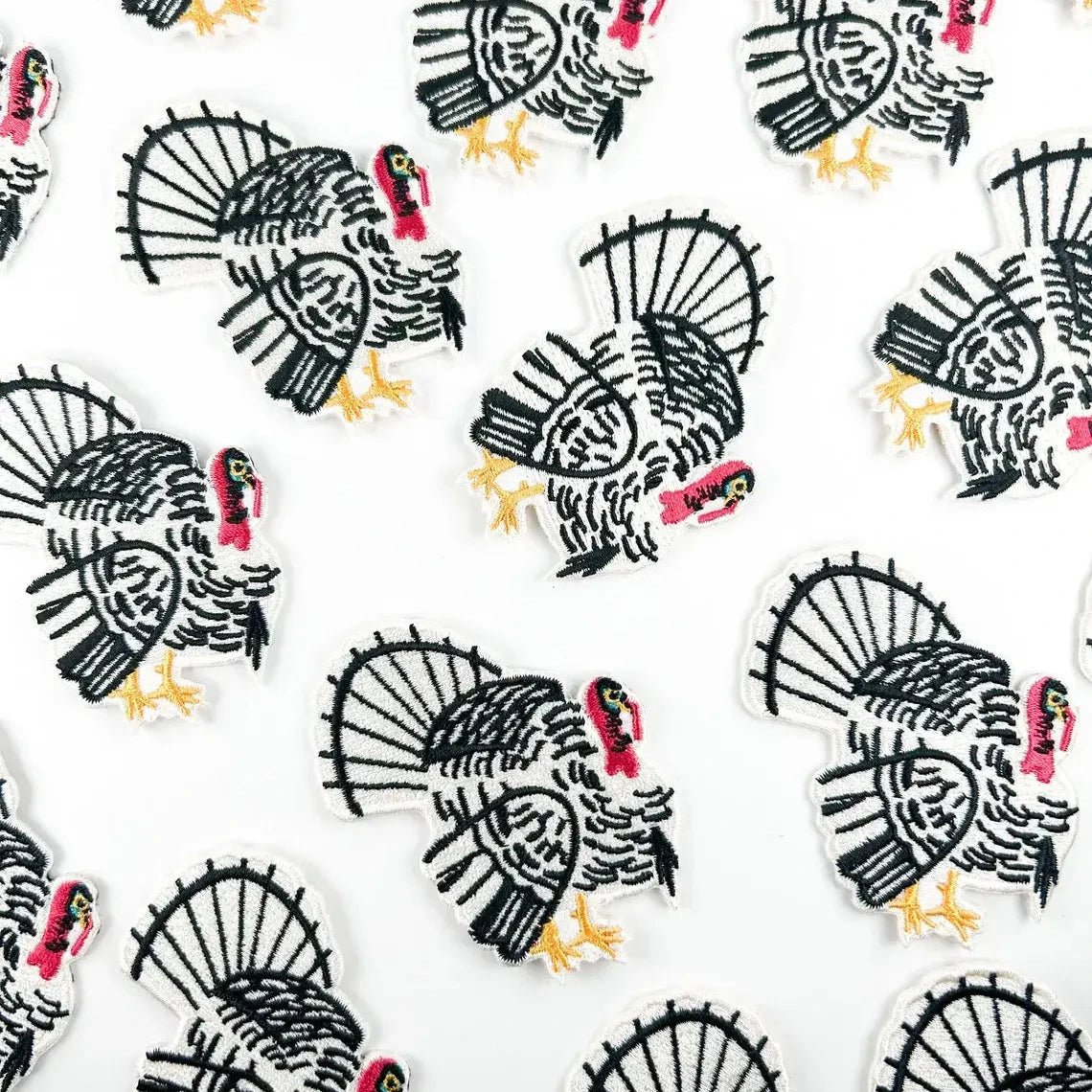 White Turkey Iron - On Patch Embroidered - Wander Together Outfitters