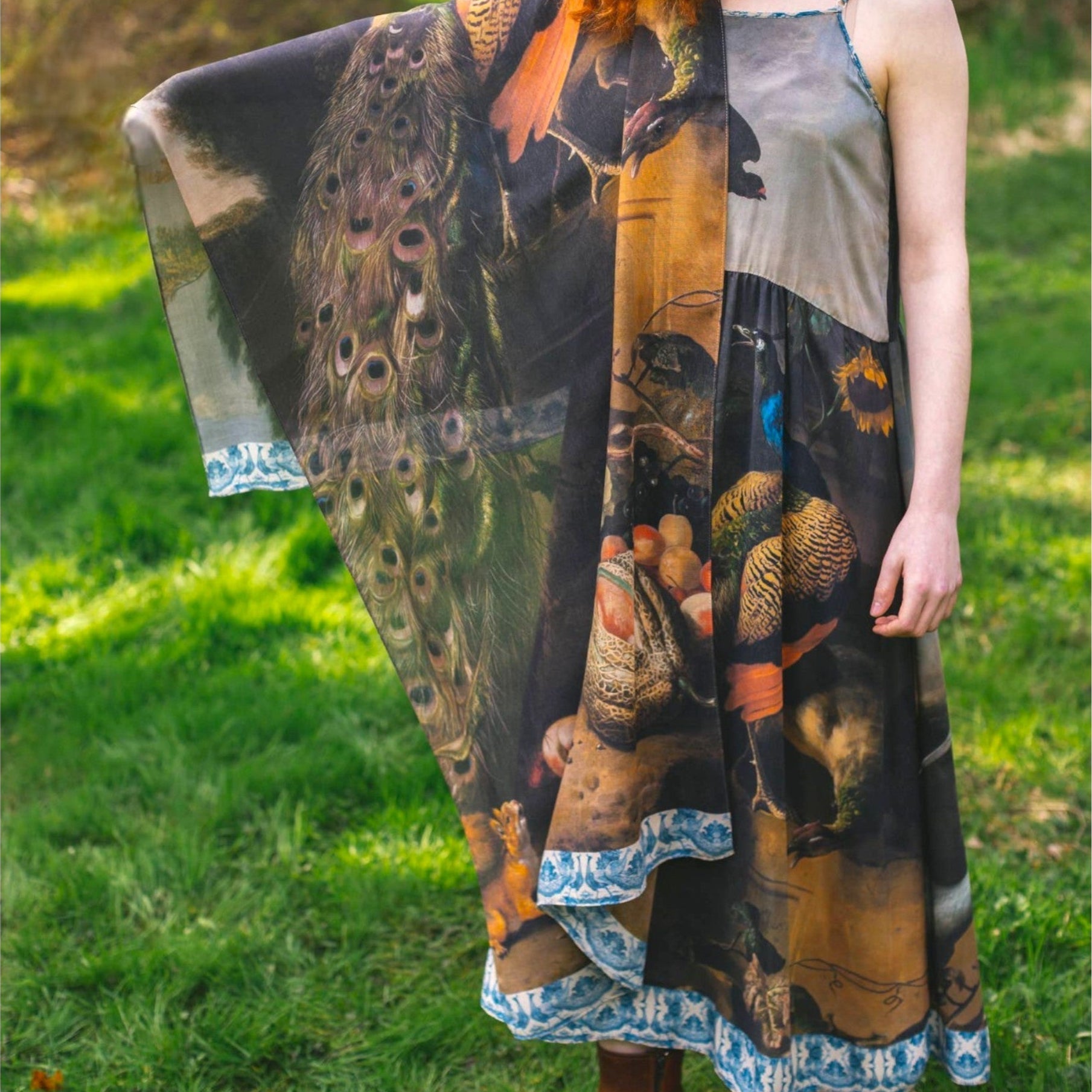 Wild Beauty Bohemian Scarf with Peacock Print - Wander Together Outfitters