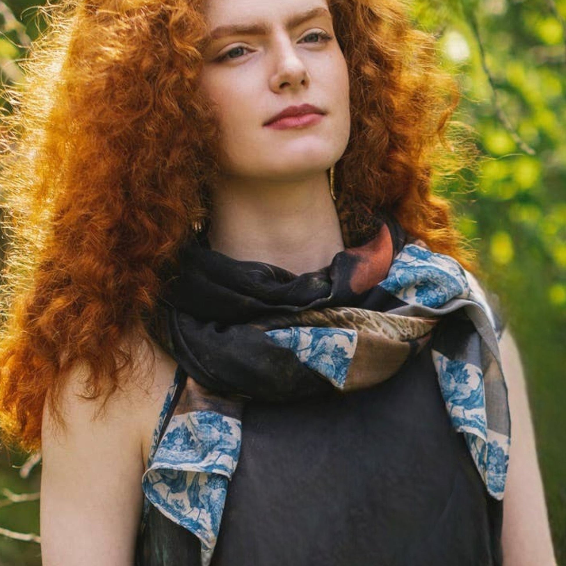 Wild Beauty Bohemian Scarf with Peacock Print - Wander Together Outfitters