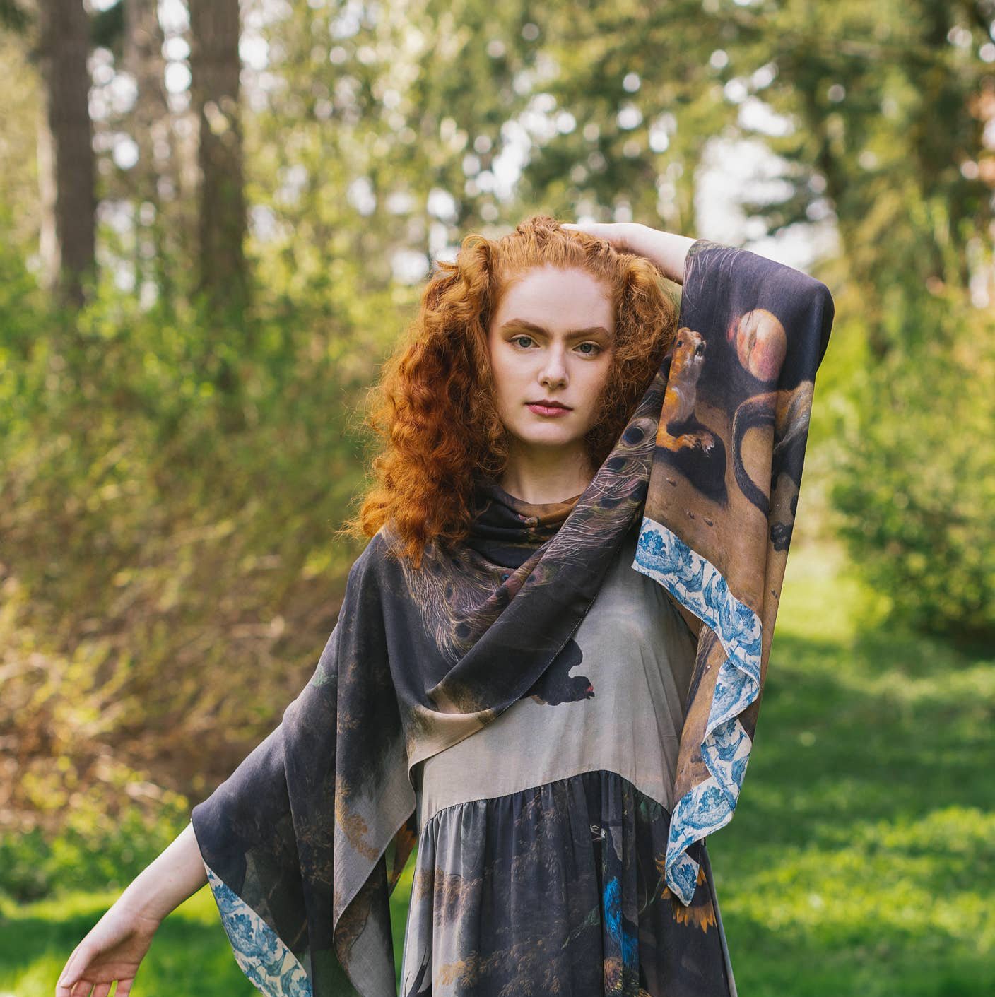 Wild Beauty Bohemian Scarf with Peacock Print - Wander Together Outfitters