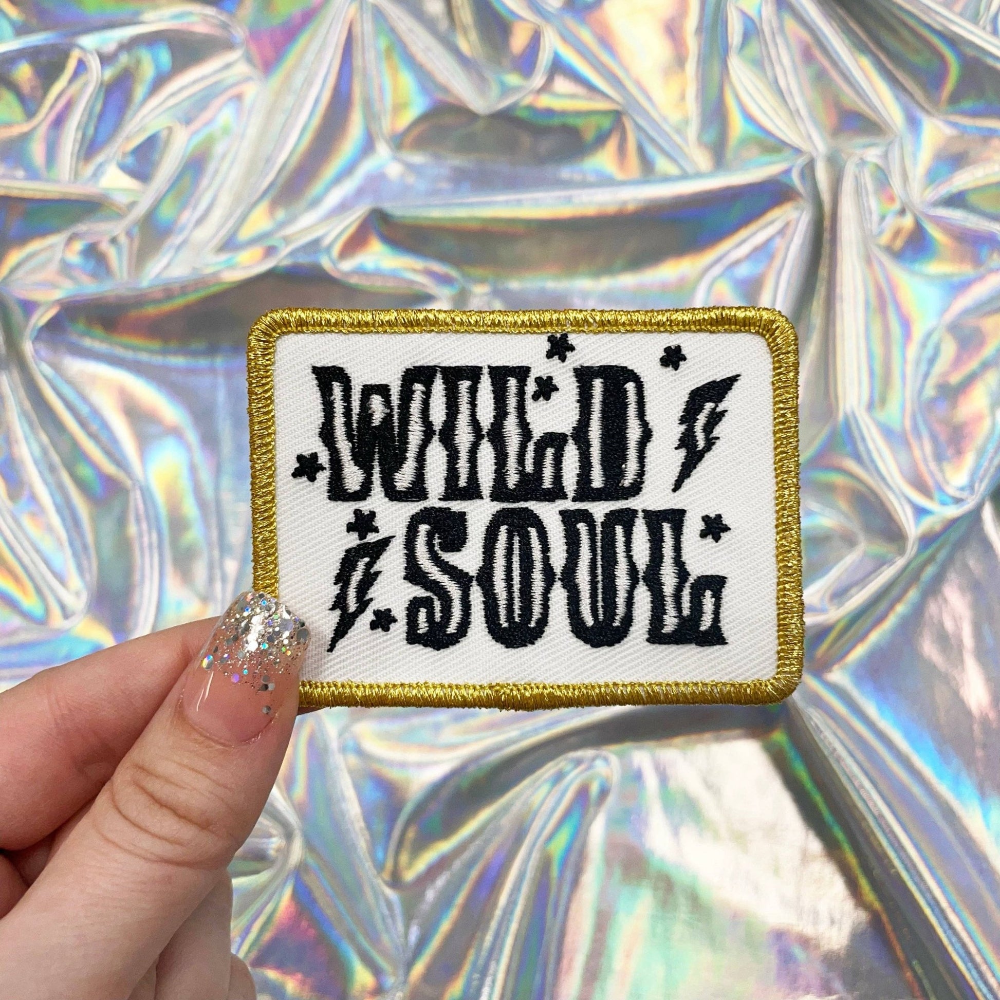 Wild Soul Iron On Patch with Metallic Gold Border - Wander Together Outfitters