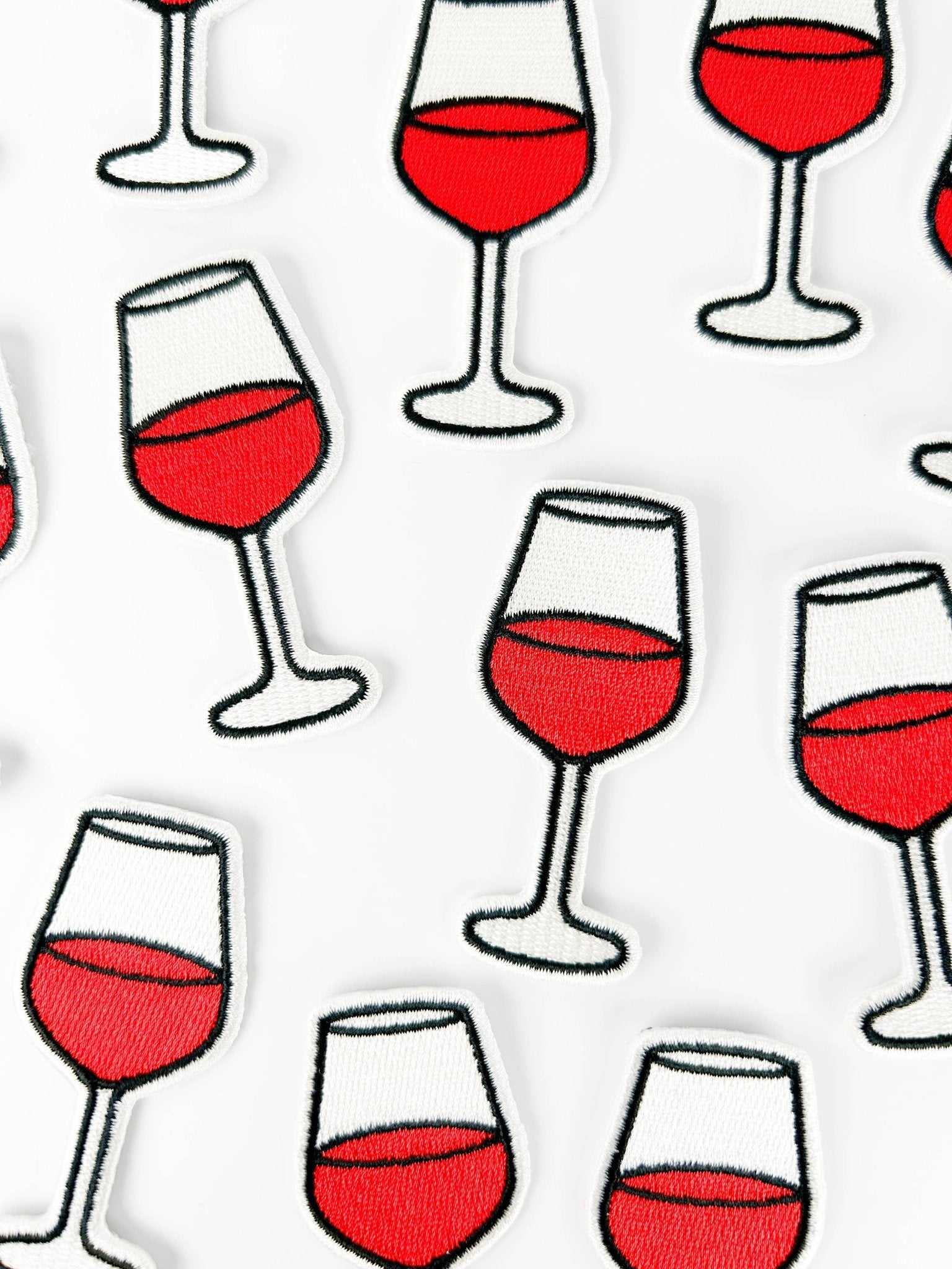 Wine Glass Embroidered Iron On Patch - Wander Together Outfitters