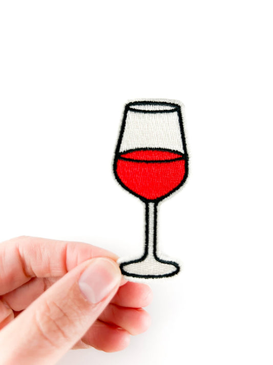 Wine Glass Embroidered Iron On Patch - Wander Together Outfitters