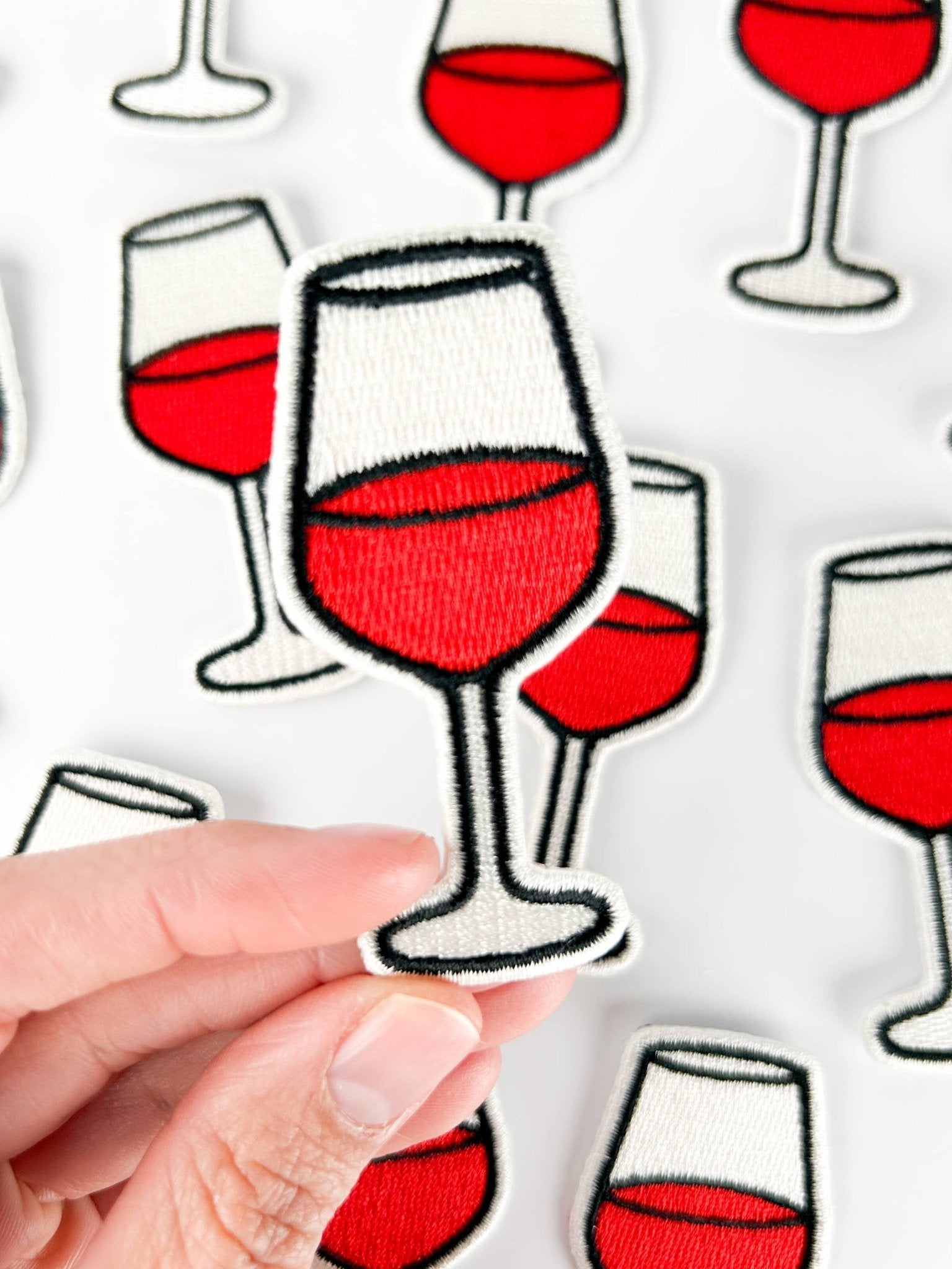 Wine Glass Embroidered Iron On Patch - Wander Together Outfitters