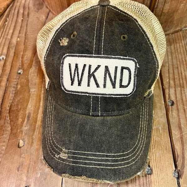 "WKND" Weekend Distressed Vintage Cap