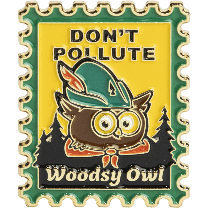 Woodsy Owl Postage Stamp Pin - Wander Together Outfitters